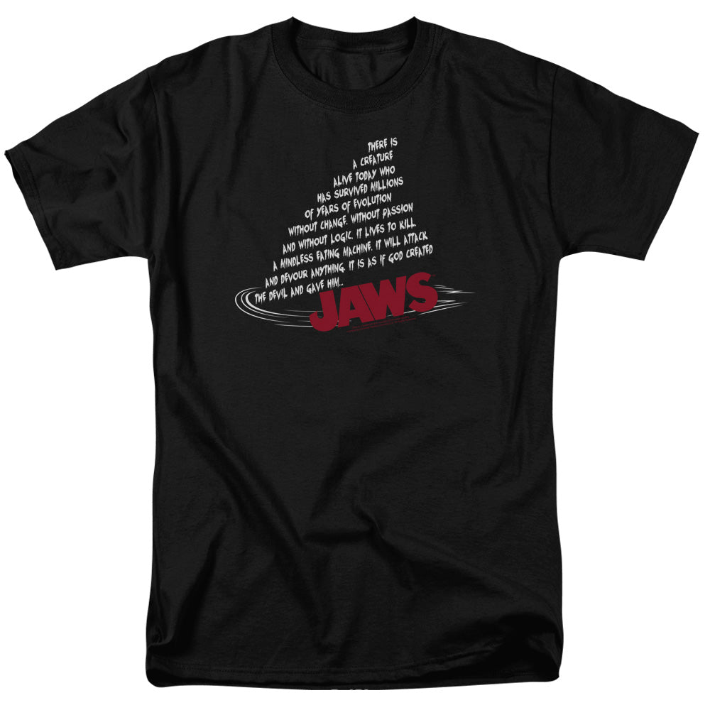 Jaws - Dorsal Text - Adult Unisex Short Sleeve T-Shirt - Black