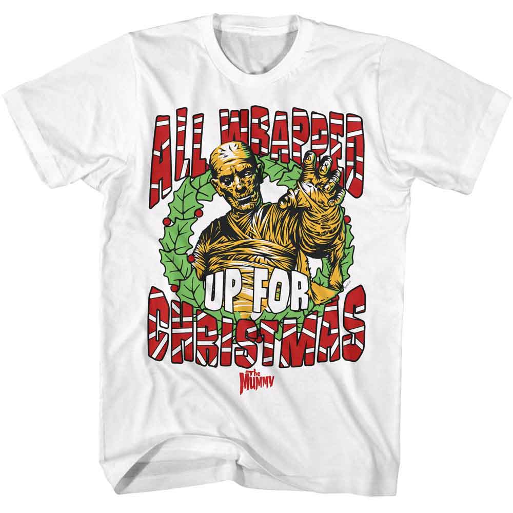 Universal Monsters - Wrapped Up - American Classics - Solid White Adult Short Sleeve T-Shirt