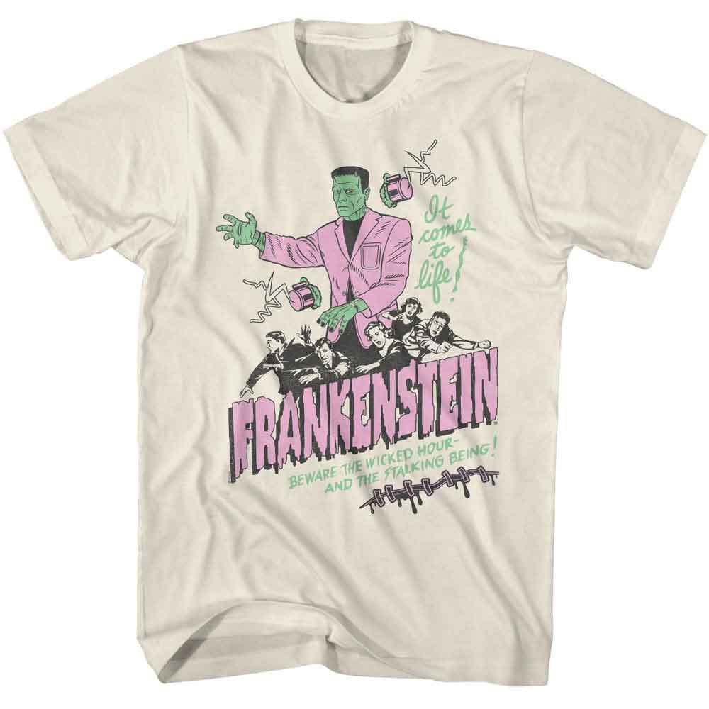 Universal Monsters - It Comes To Life - American Classics - Solid Off-White Adult Short Sleeve T-Shirt
