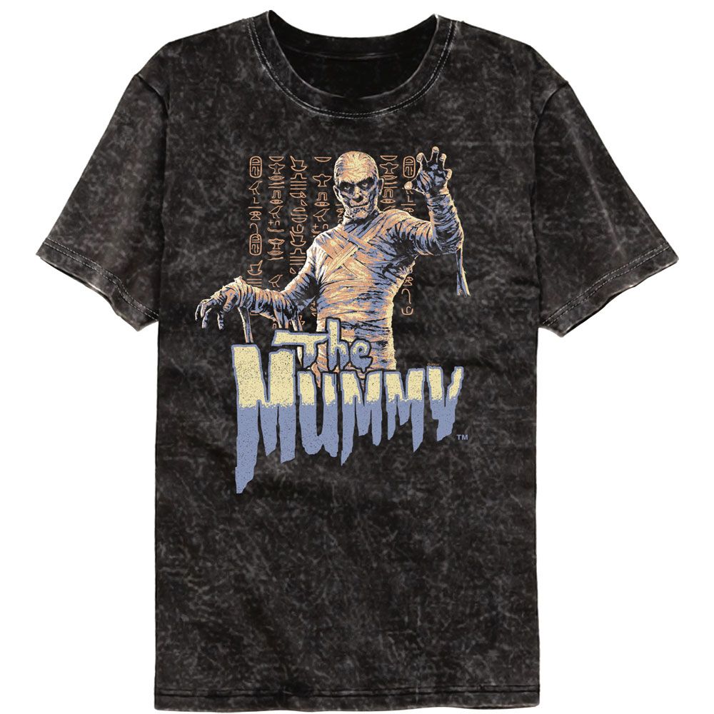 Universal Monsters - Multitone Mummy - American Classics - Solid Black Adult Short Sleeve Mineral Wash T-Shirt