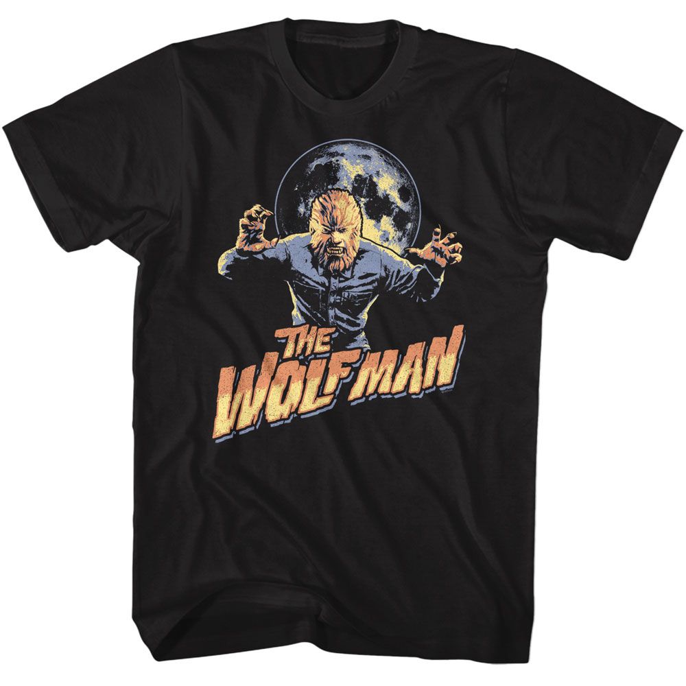 Universal Monsters - Multitone Wolfman - American Classics - Solid Black Adult Short Sleeve T-Shirt