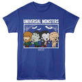 Universal Monsters - Chibi Monsters - Front Print Adult Short Sleeve Solid T-Shirt - Royal