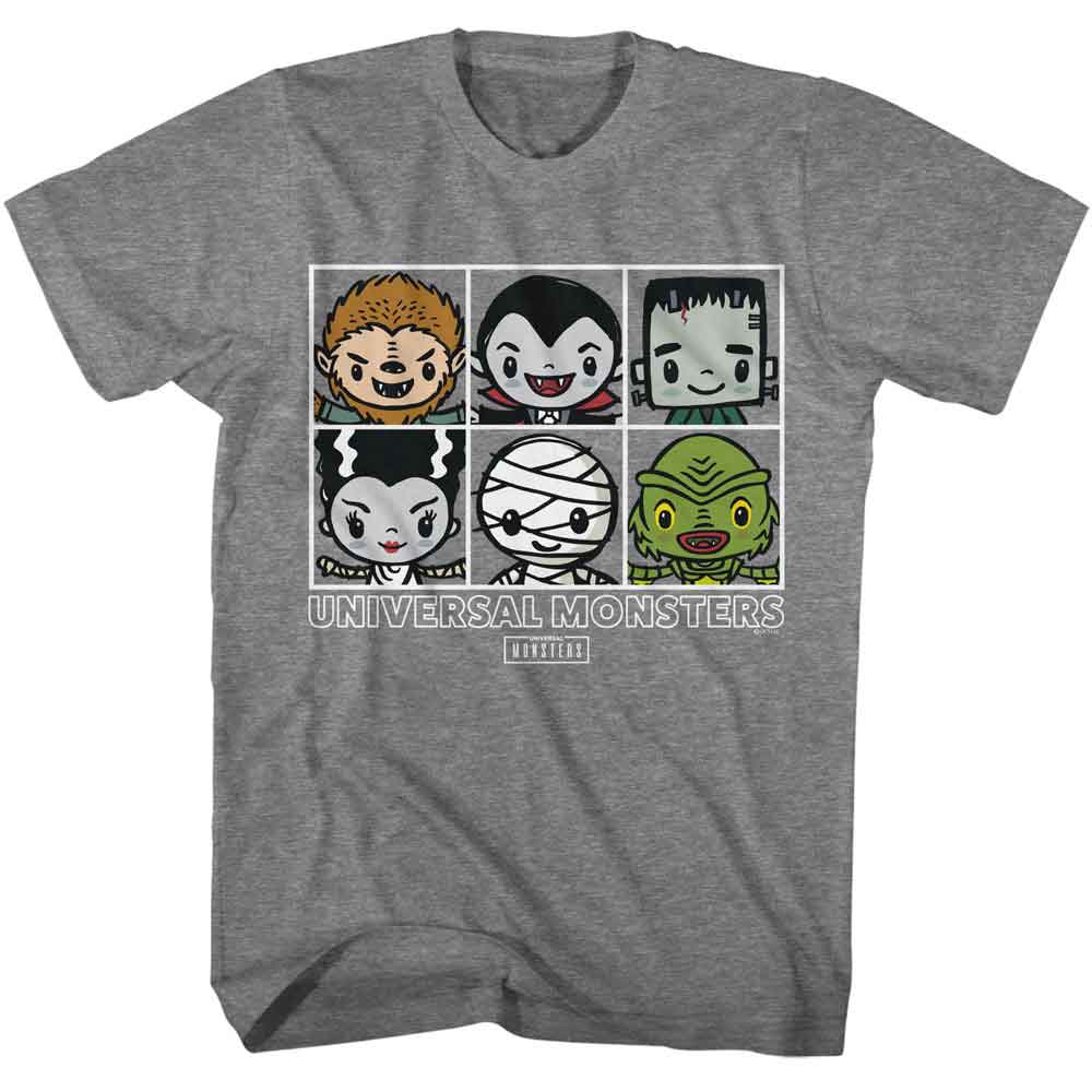 Universal Monsters - Squares - American Classics - Gray Front Print Adult Short Sleeve T-Shirt