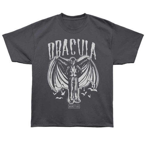 Universal Monsters - Dracula Spray Paint - Bronx Oversized Short Sleeve T-Shirt - Front Print - Gray
