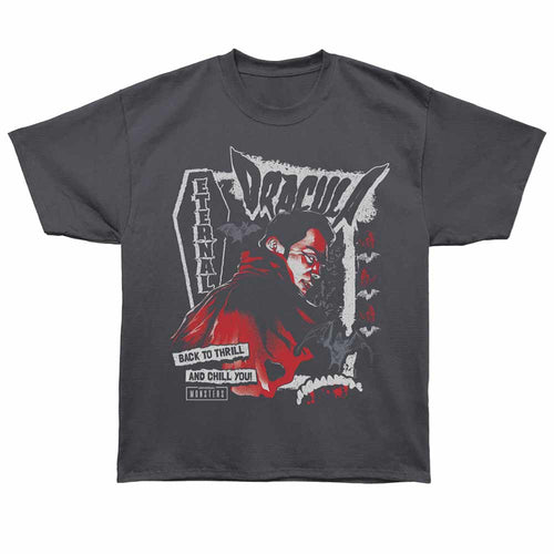 Universal Monsters - Eternal Coffin - Bronx Oversized Short Sleeve T-Shirt - Front Print - Gray