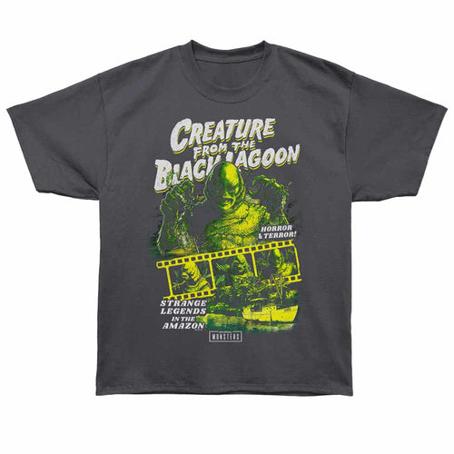 Universal Monsters - Black Lagoon Reel - Bronx Oversized Short Sleeve T-Shirt - Front Print - Gray
