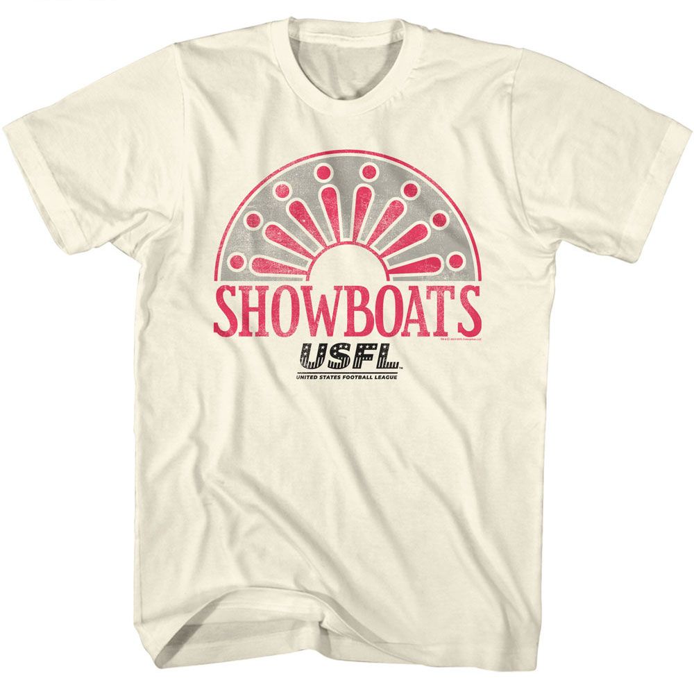 USFL - Showboats - American Classics - Solid Off-White Adult Short Sleeve T-Shirt