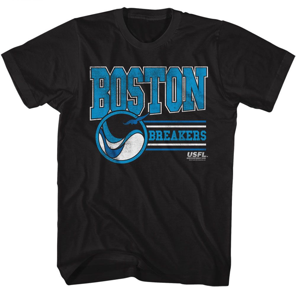 USFL - Boston - American Classics - Solid Black Adult Short Sleeve T-Shirt