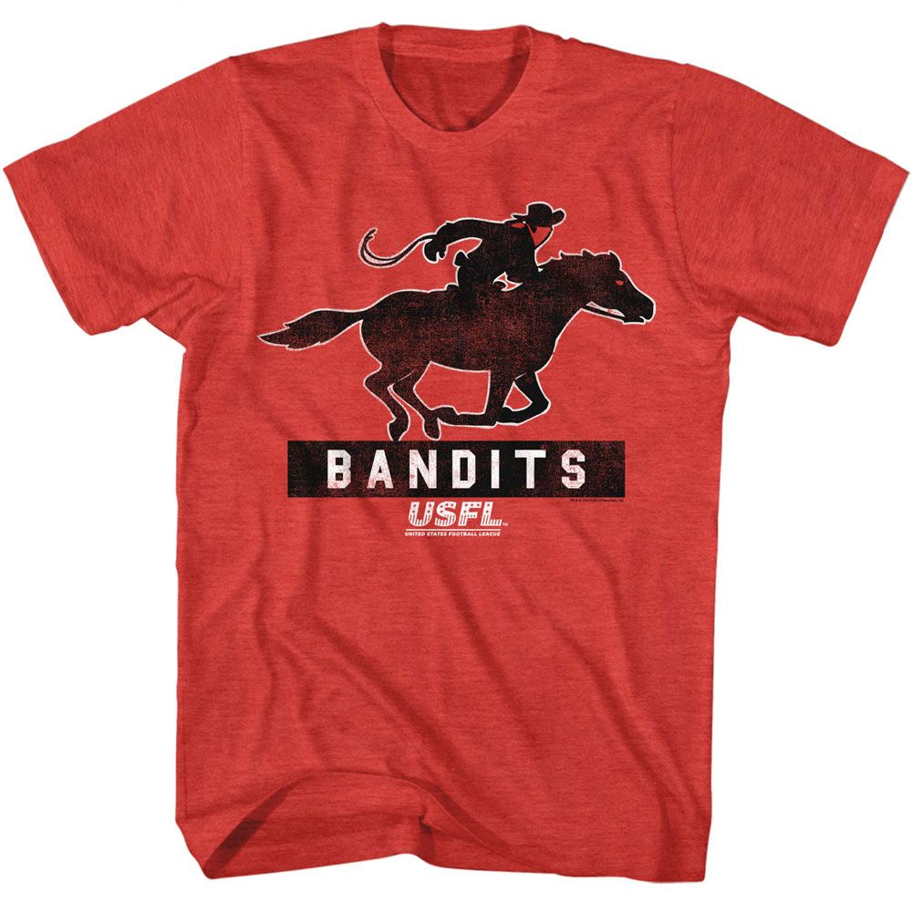 USFL - Bandits - American Classics - Heather Red Adult Short Sleeve T-Shirt