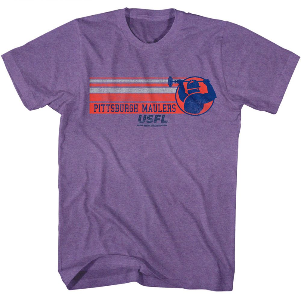 USFL - Pittsburgh Maulers - American Classics - Heather Purple Adult Short Sleeve T-Shirt