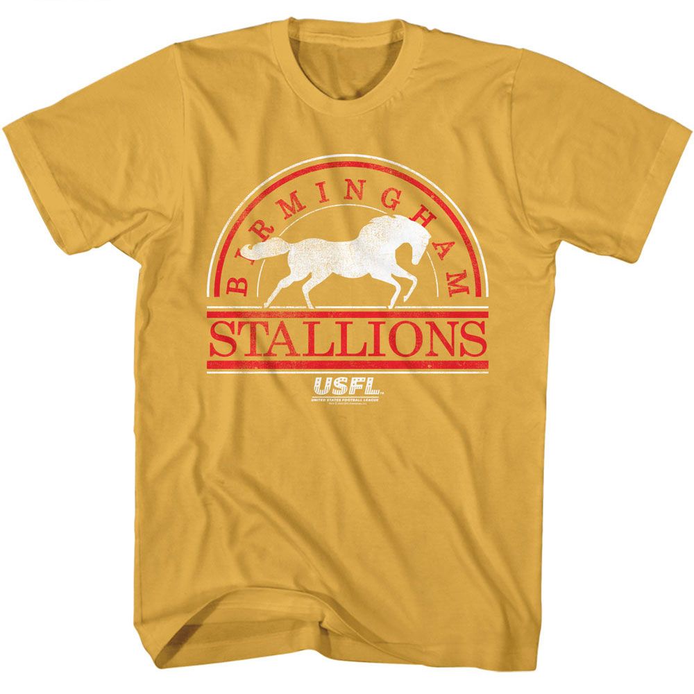 USFL - Stallions - American Classics - Solid Yellow Adult Short Sleeve T-Shirt