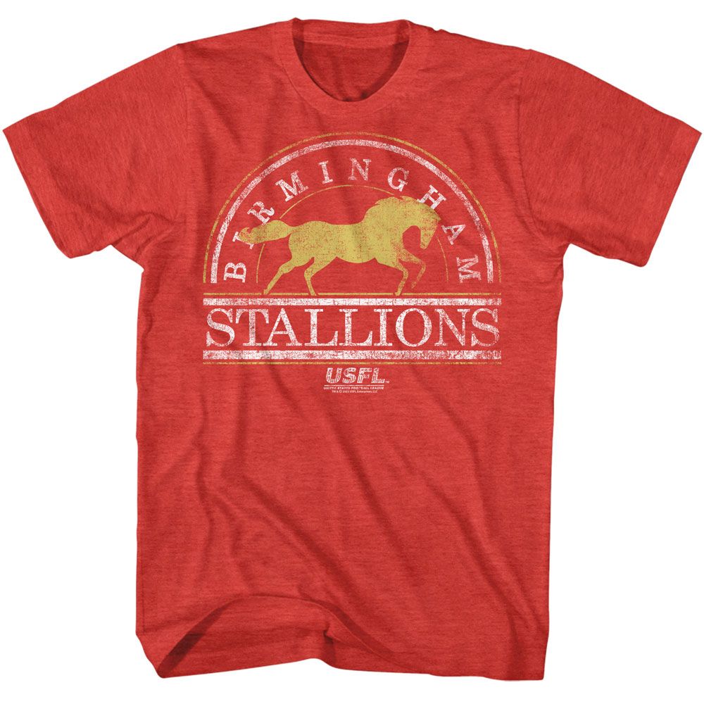 USFL - Bham Stallions 2 - American Classics - Heather Red Adult Short Sleeve T-Shirt