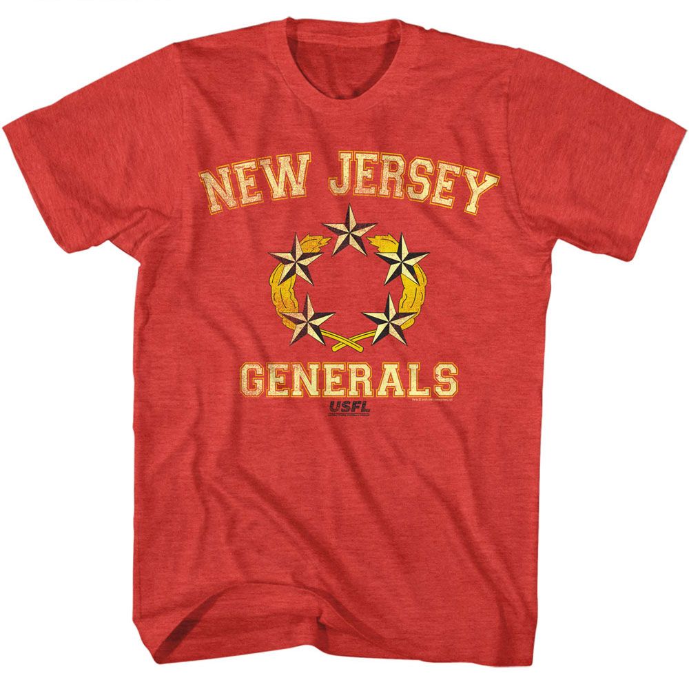 USFL - Generals - American Classics - Heather Red Adult Short Sleeve T-Shirt