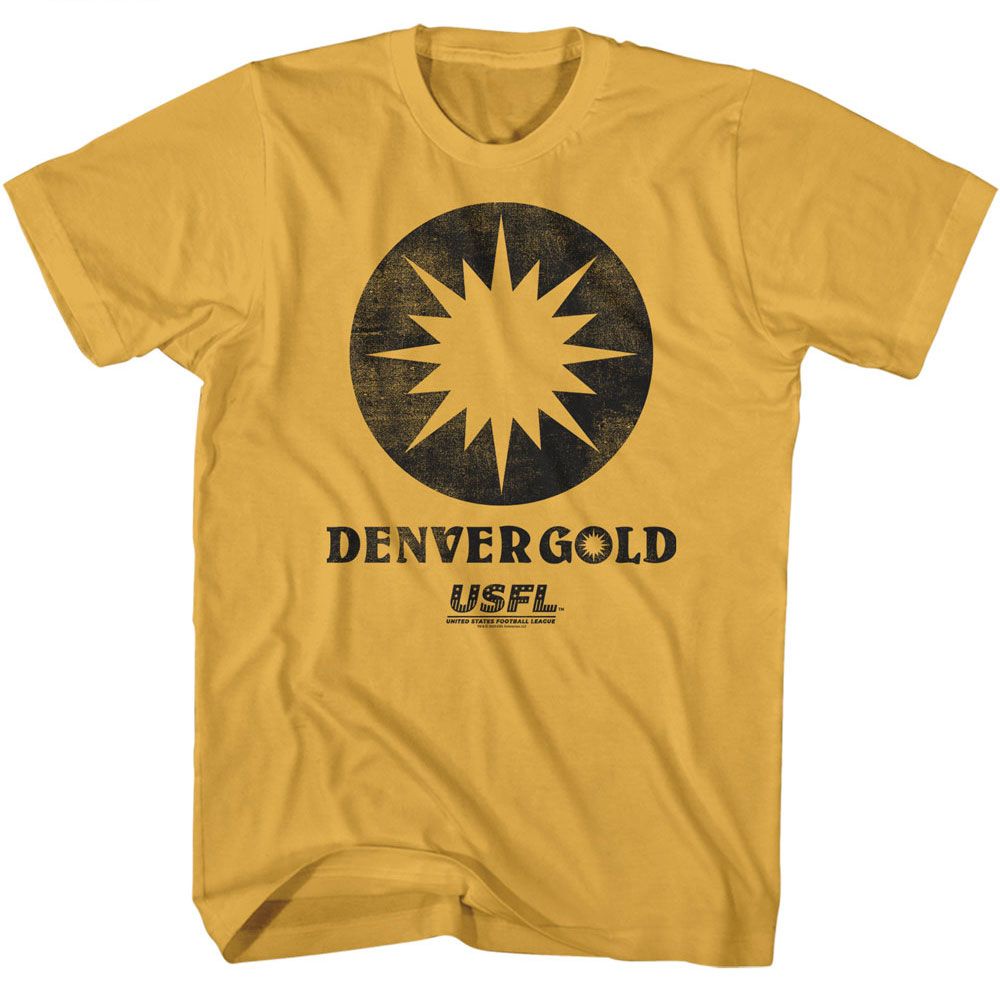 USFL - Denver Gold - American Classics - Solid Yellow Adult Short Sleeve T-Shirt