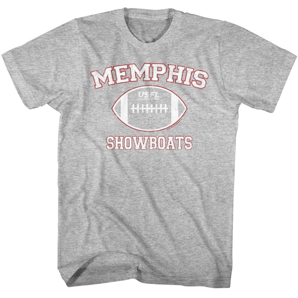 USFL - Memphis Showboats - American Classics - Heather Gray Adult Short Sleeve T-Shirt