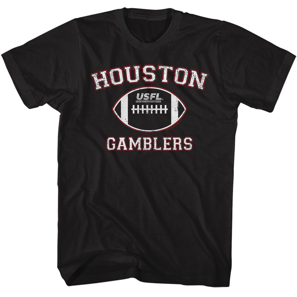 USFL - Gamblers Football - American Classics - Solid Black Adult Short Sleeve T-Shirt