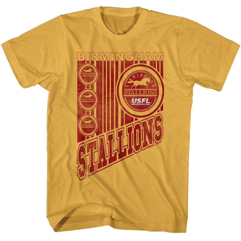 USFL - Wild Stallions - American Classics - Solid Yellow Adult Short Sleeve T-Shirt