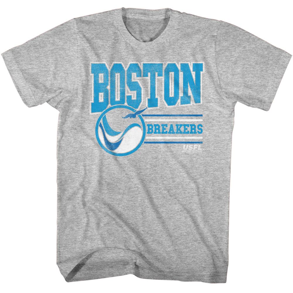 USFL - Boston Breakers - American Classics - Solid Gray Adult Short Sleeve T-Shirt