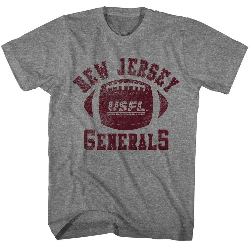 USFL - Generals - American Classics - Heather Gray Adult Short Sleeve T-Shirt