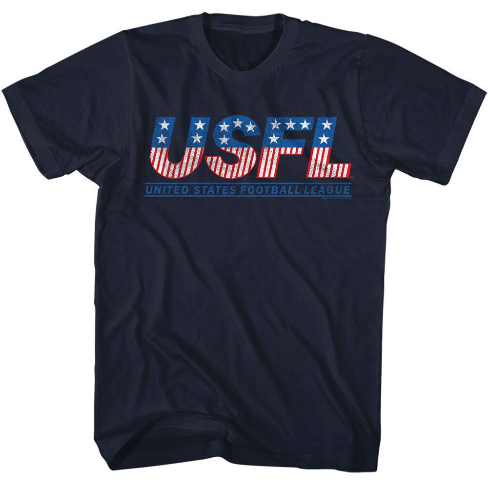 USFL - Logo - American Classics - Heather Blue Adult Short Sleeve T-Shirt