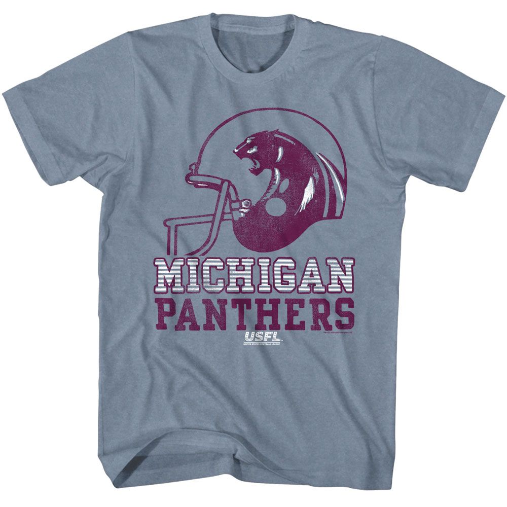 USFL - Michigan Panthers - American Classics - Heather Blue Adult Short Sleeve T-Shirt