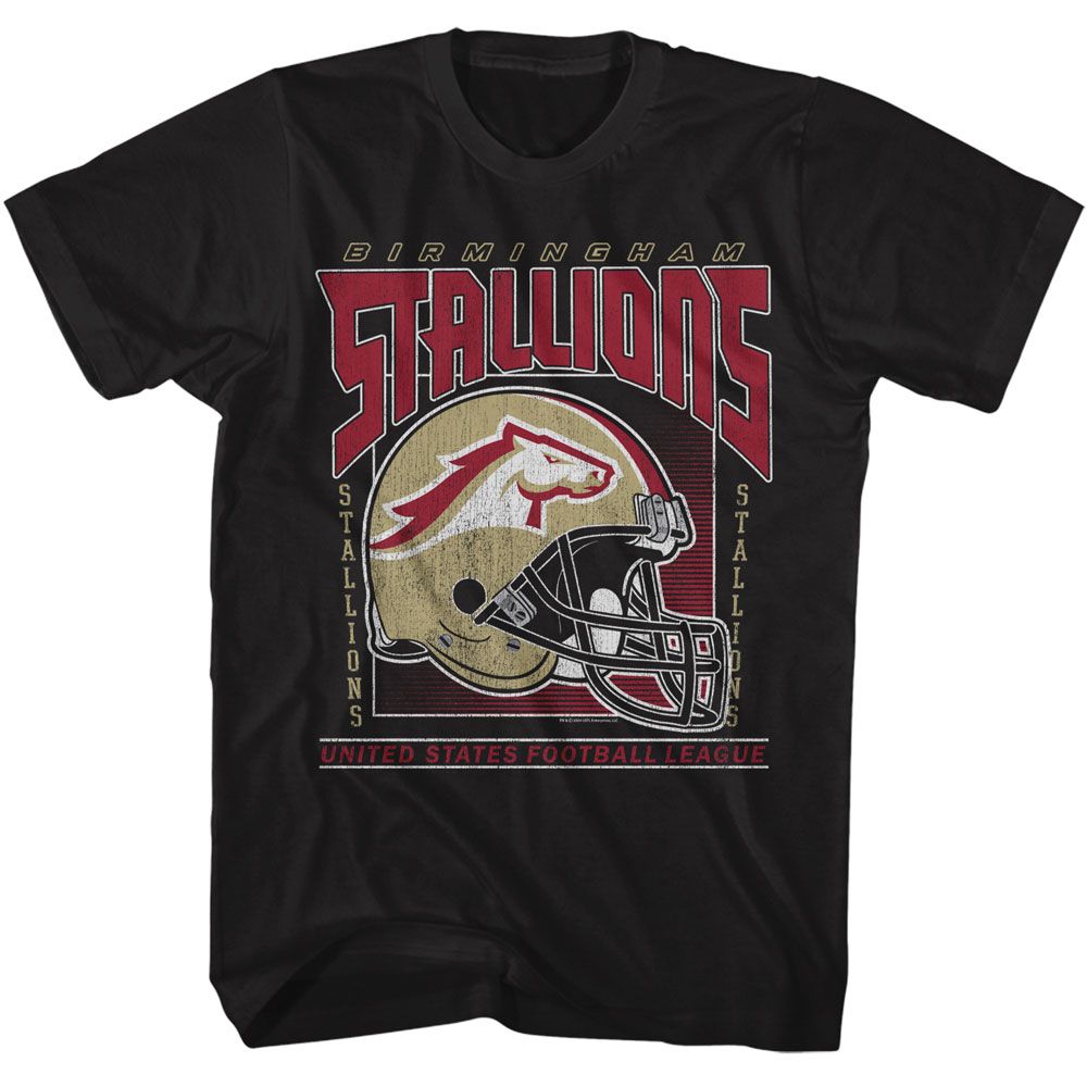 USFL - Bham Stallions Helmet - American Classics - Adult Short Sleeve T-Shirt