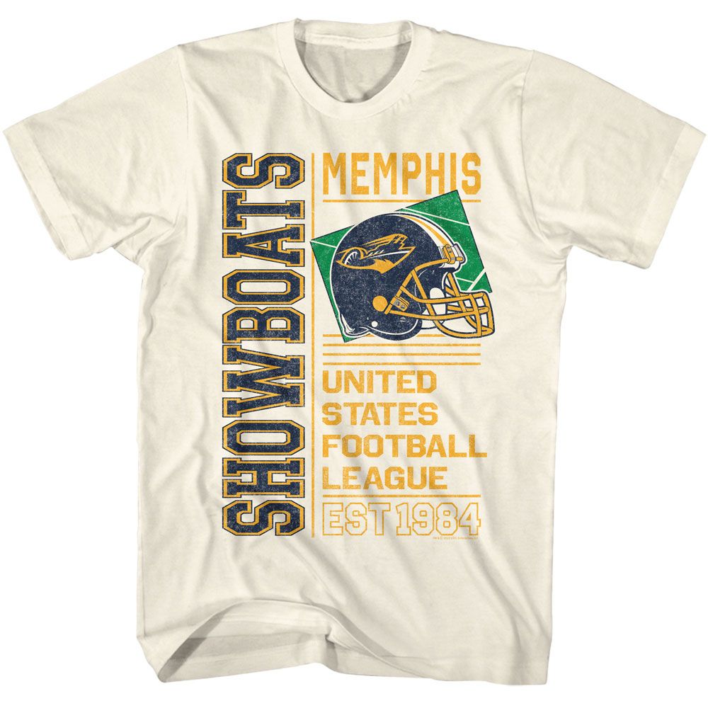 USFL - Showboats - American Classics - Solid Off-White Adult Short Sleeve T-Shirt