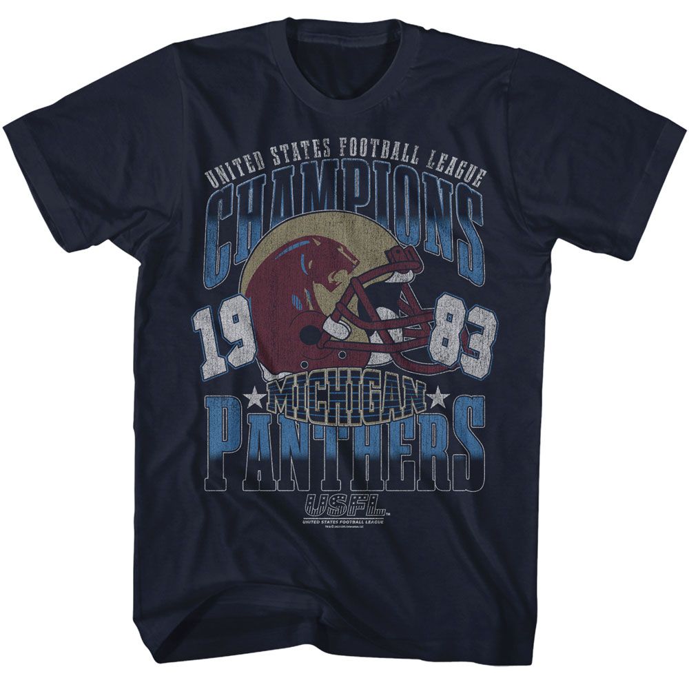 USFL - Panthers Champions 83 - American Classics - Solid Blue Adult Short Sleeve T-Shirt