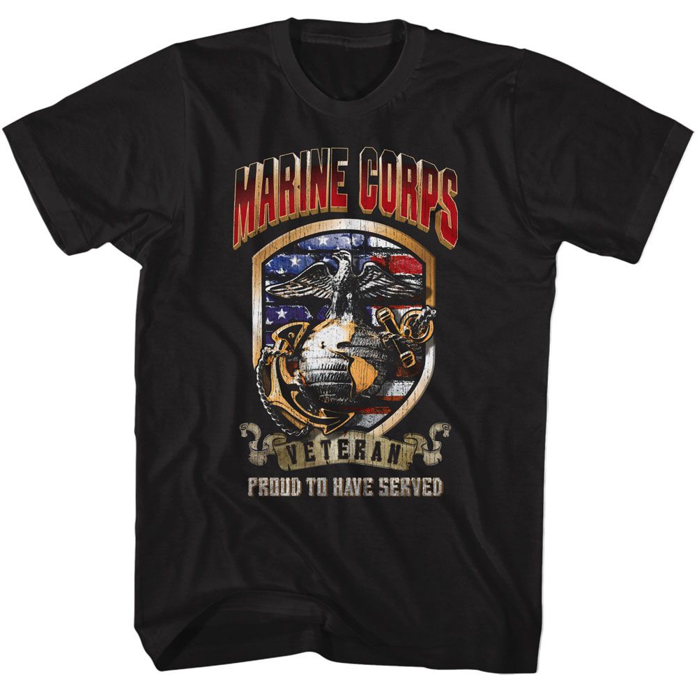 US Marines - Marines Proud To Have Served - American Classics - Solid Black Adult Short Sleeve T-Shirt