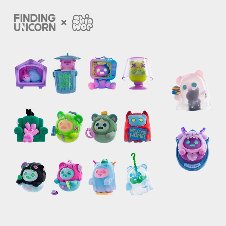 Top Toy Finding Unicorn Shinwoo Ghost Bear House Series Blind Box