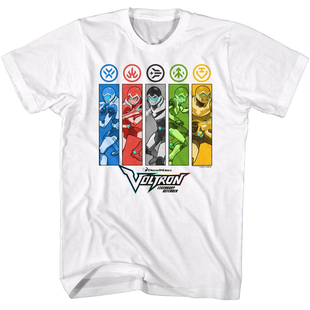 Voltron - Rectangles And Icons - American Classics - Solid White Adult Short Sleeve T-Shirt