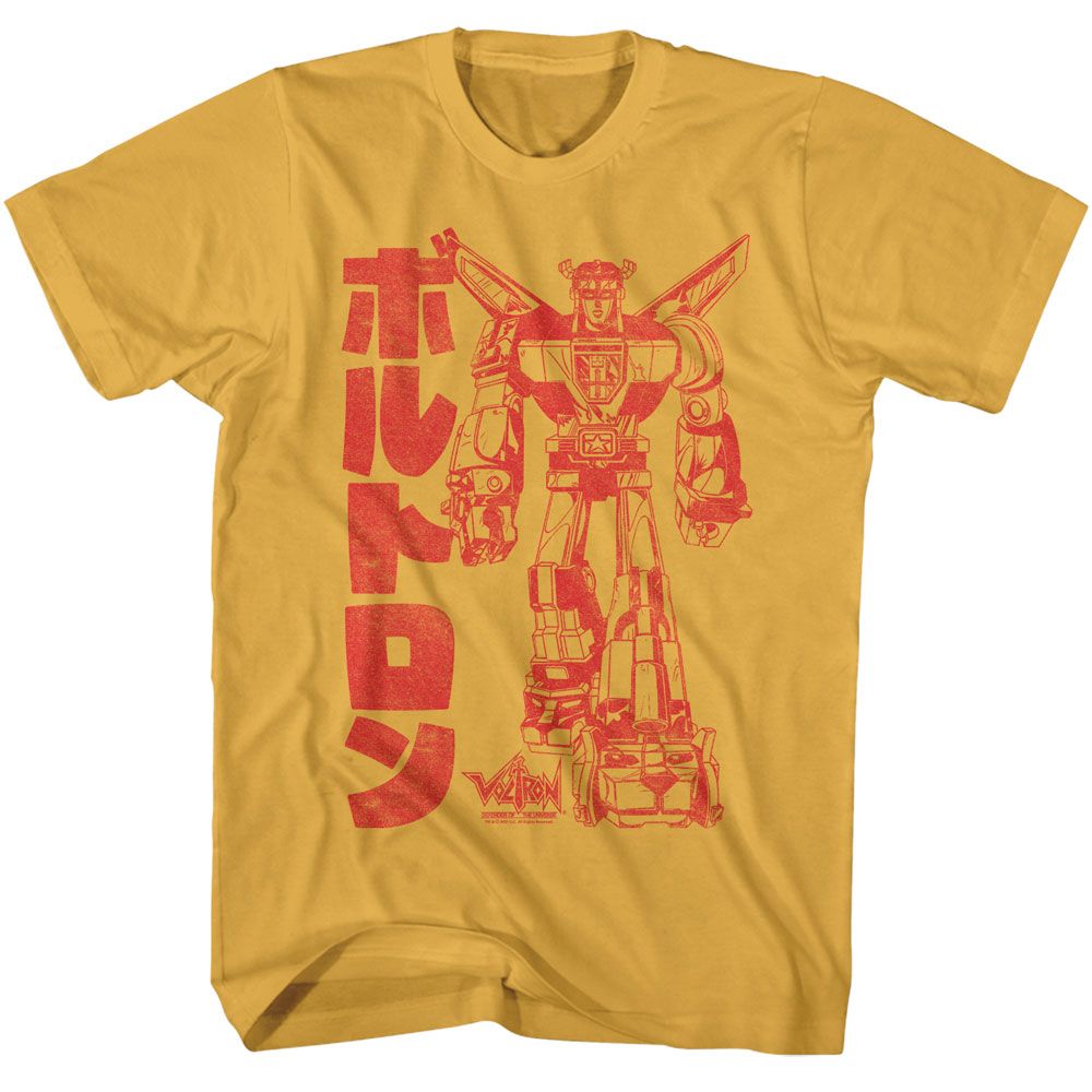 Voltron - Katakana - American Classics - Solid Yellow Adult Short Sleeve T-Shirt