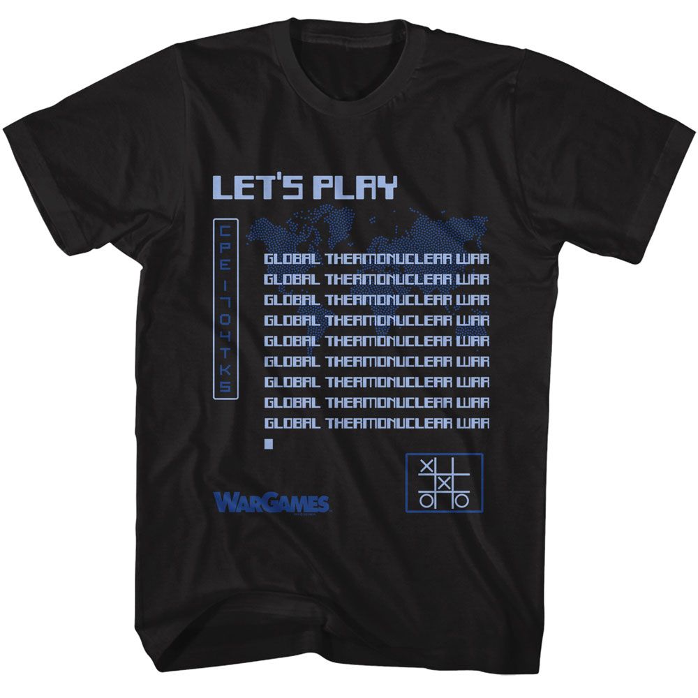 Wargames - Lets Play - American Classics - Solid Black Adult Short Sleeve T-Shirt