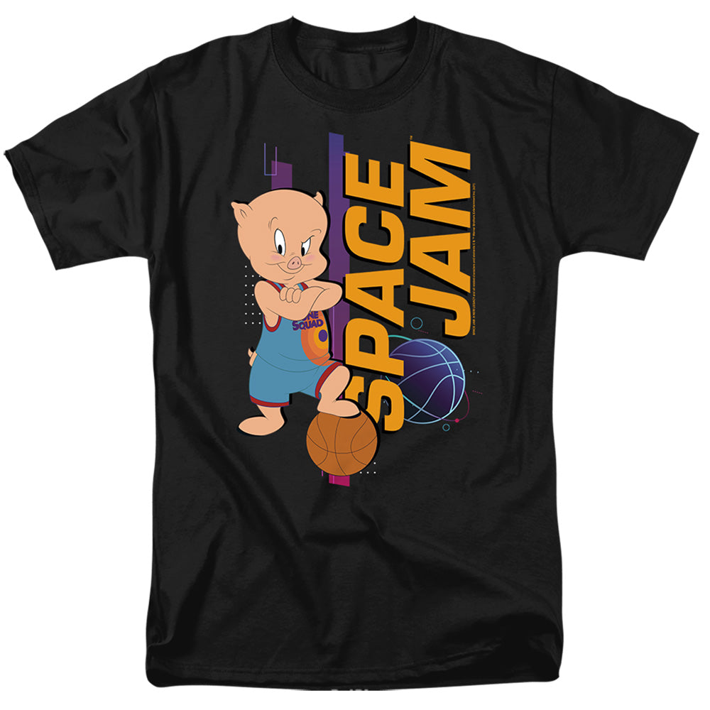 Space Jam - Porky Standing - Adult Unisex Short Sleeve T-Shirt - Black