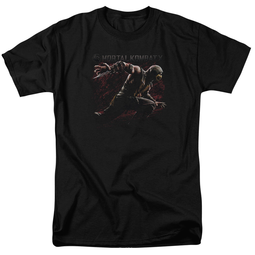 Mortal Kombat X - Scorpion Lunge - Adult Unisex Short Sleeve T-Shirt - Black