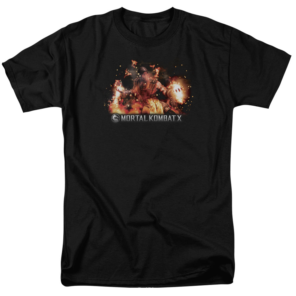 Mortal Kombat X - Scorpio Flames - Adult Unisex Short Sleeve T-Shirt - Black