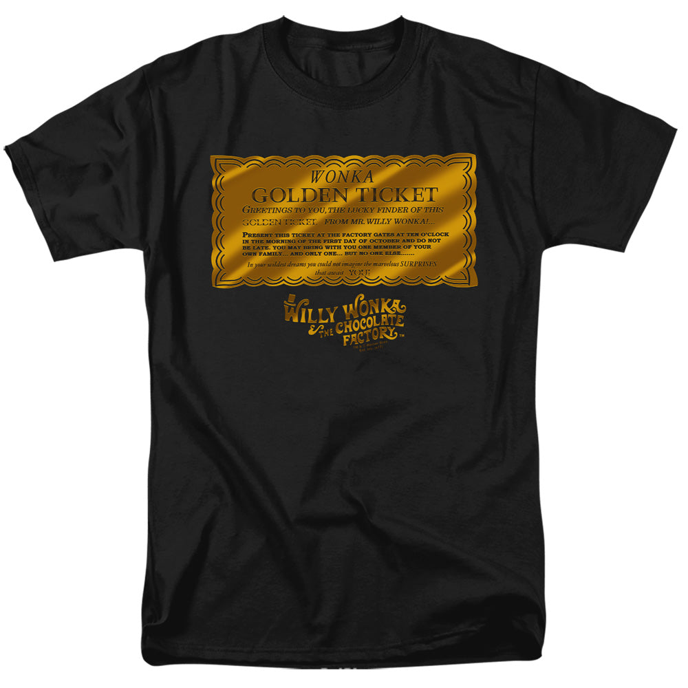 Willy Wonka And The Chocolate Factory Golden Ticket Adult Unisex T-Shirt Black