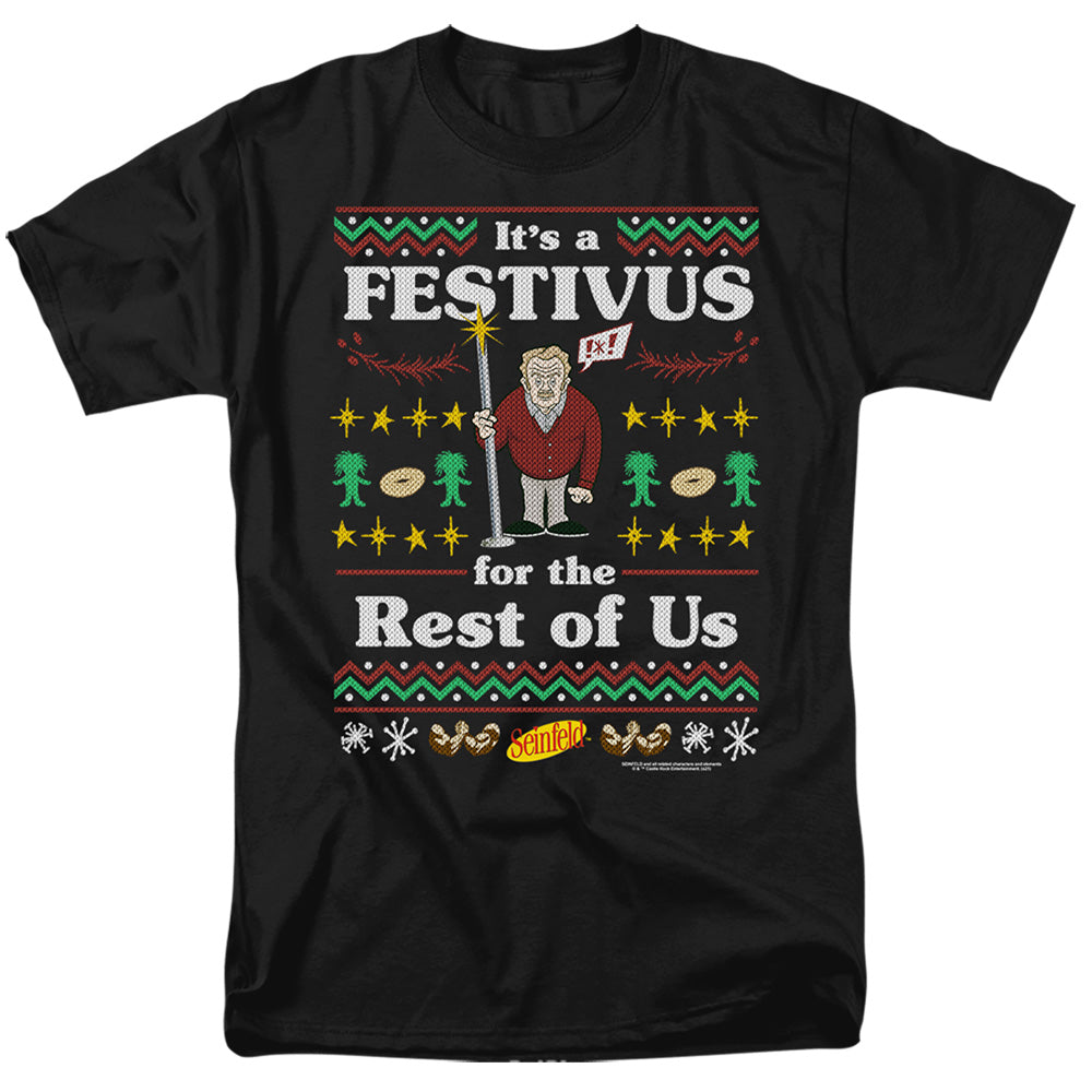 Seinfeld - Festive Festivus - Adult Unisex Short Sleeve T-Shirt - Black