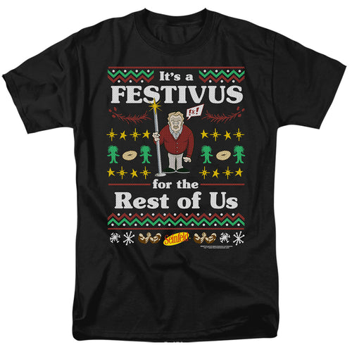 Seinfeld - Festive Festivus - Adult Unisex Short Sleeve T-Shirt - Black