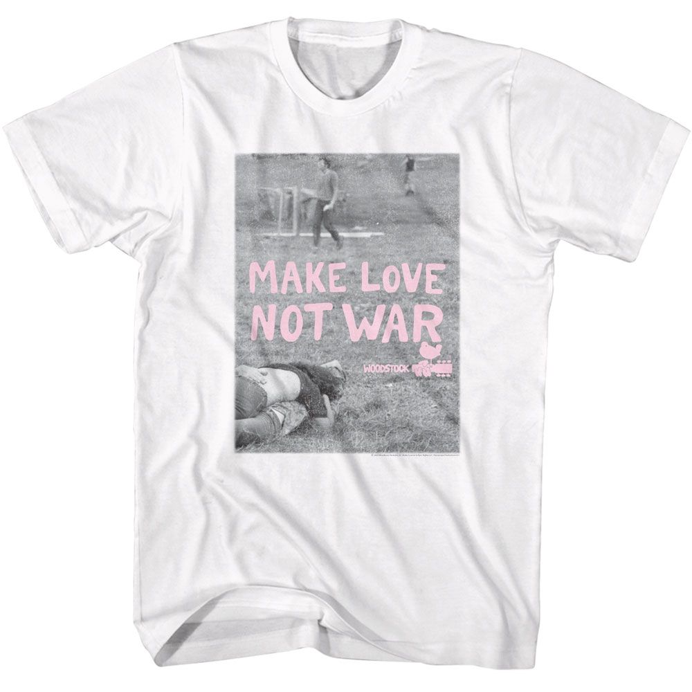 Woodstock - Make Love Not War Poster - American Classics - Solid White Adult Short Sleeve T-Shirt