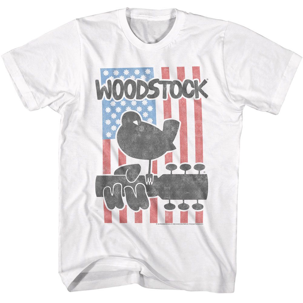 Woodstock - Flower Flag - American Classics - Solid White Adult Short Sleeve T-Shirt