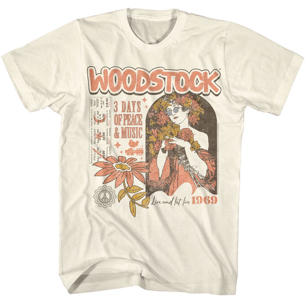 Woodstock - Hippie Flower Girl - Officially Licensed Adult Short Sleeve T-Shirt