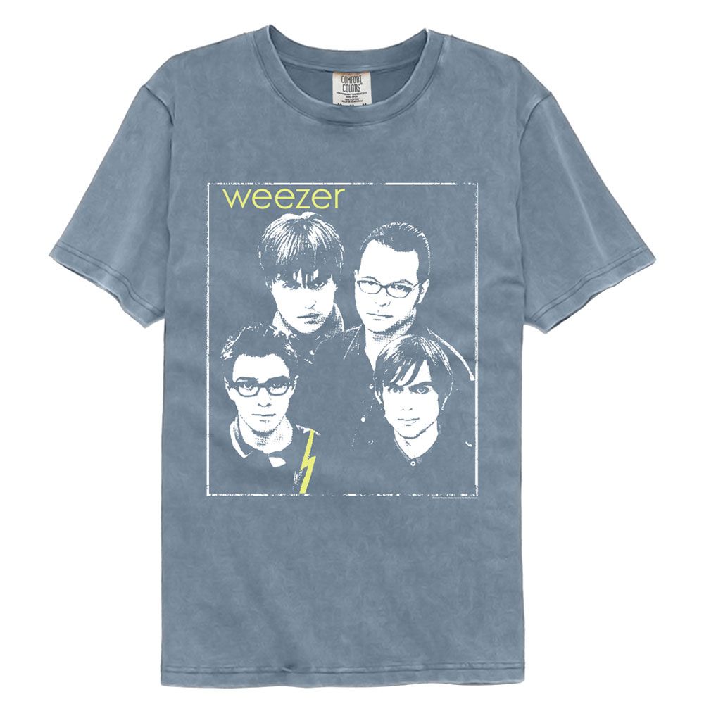 Weezer - Framed - American Classics - Solid Blue Adult Short Sleeve Comfort Color T-Shirt