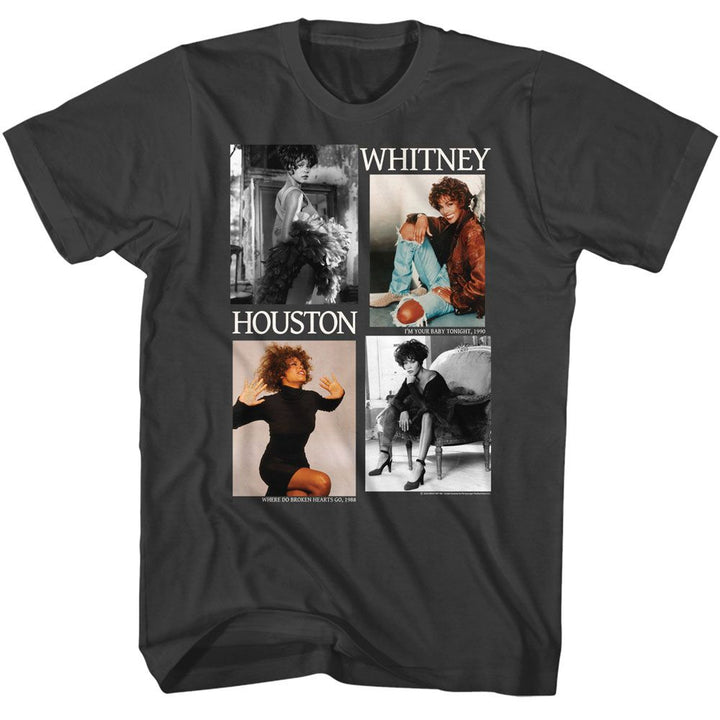 Whitney Houston - Picture Blocks - American Classics - Solid Gray Adult Short Sleeve T-Shirt