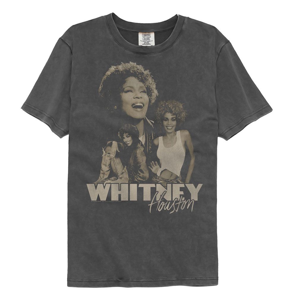 Whitney Houston - Three Images - American Classics - Solid Gray Adult Short Sleeve Comfort Color T-Shirt