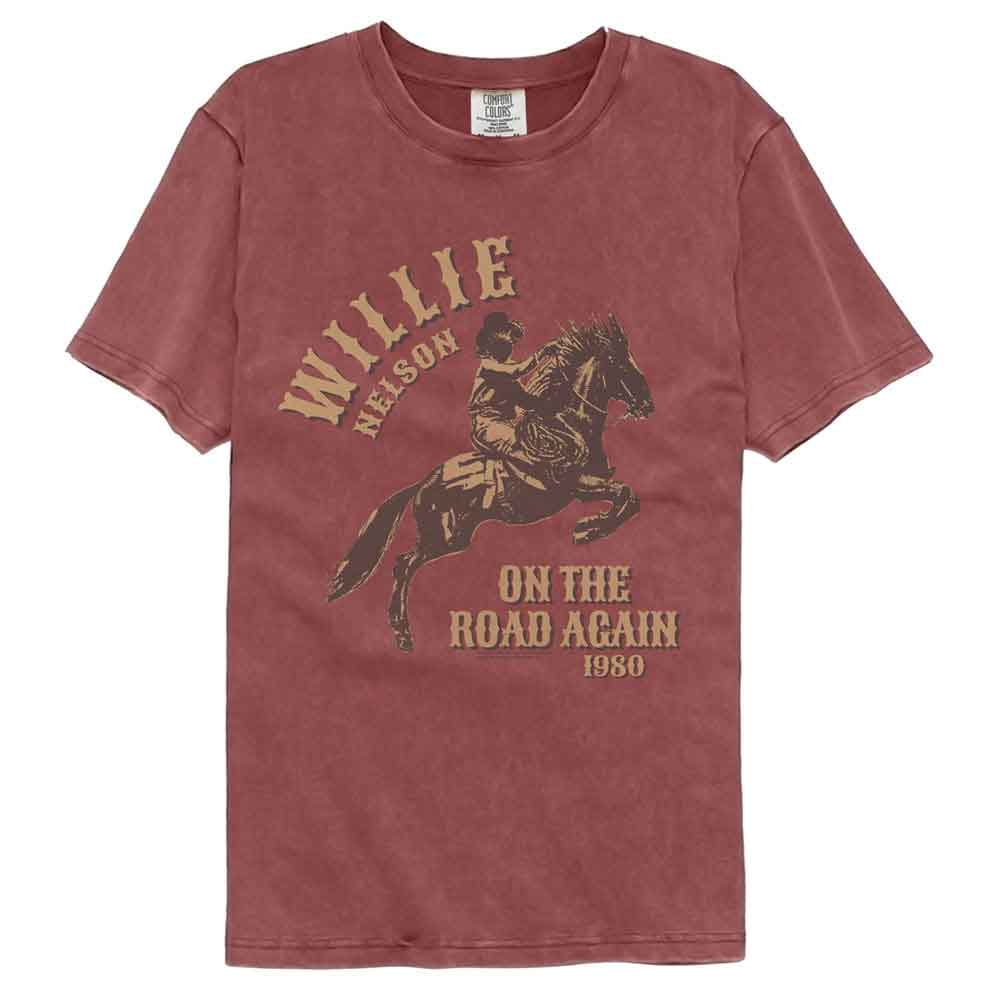 Willie Nelson - On The Road Again - American Classics Adult Short Sleeve Comfort Color T-Shirt