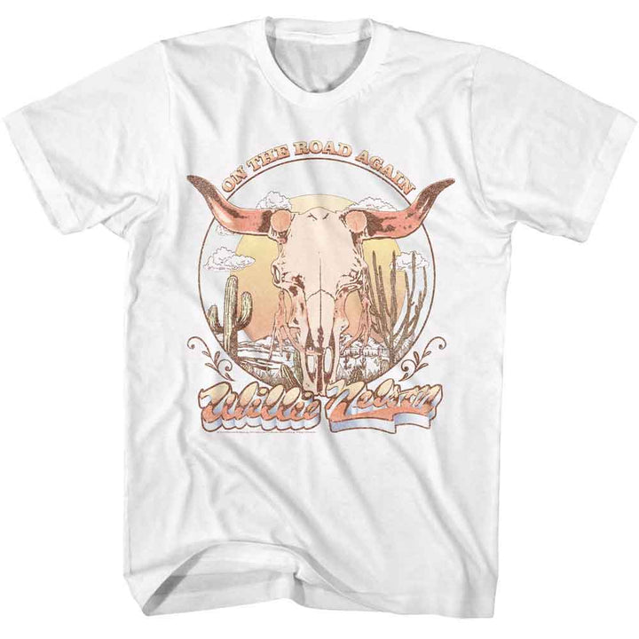 Willie Nelson - Road Again Skull - American Classics Adult Short Sleeve T-Shirt