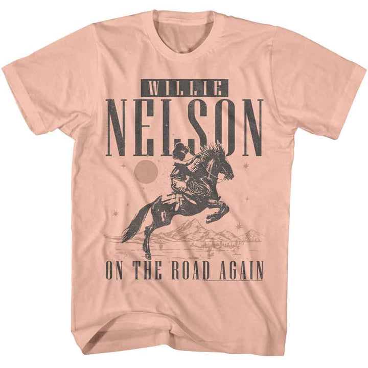 Willie Nelson - On The Road Again Cowboy - American Classics Adult Short Sleeve T-Shirt