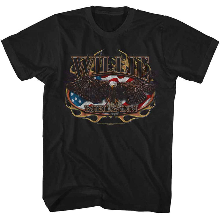 Willie Nelson - Flag And Eagle - American Classics Adult Short Sleeve T-Shirt