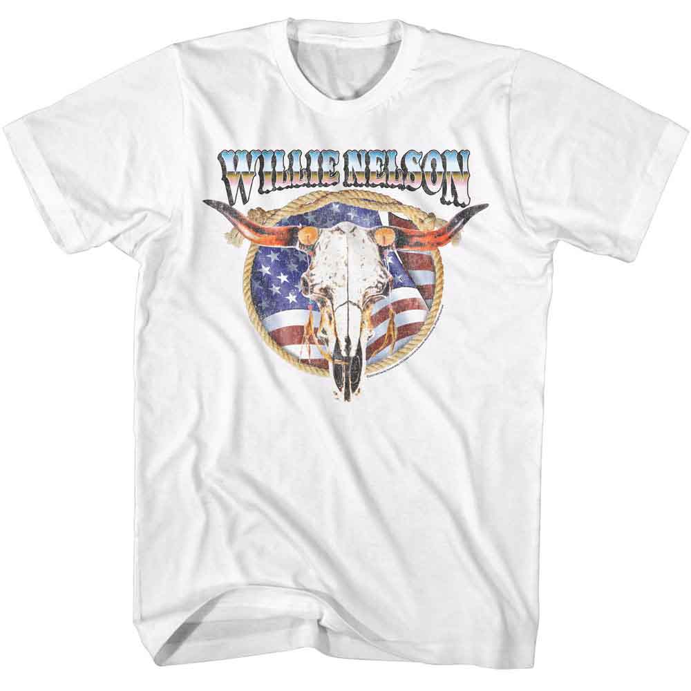 Willie Nelson - Cow Skull And Lasso - American Classics Adult Short Sleeve T-Shirt